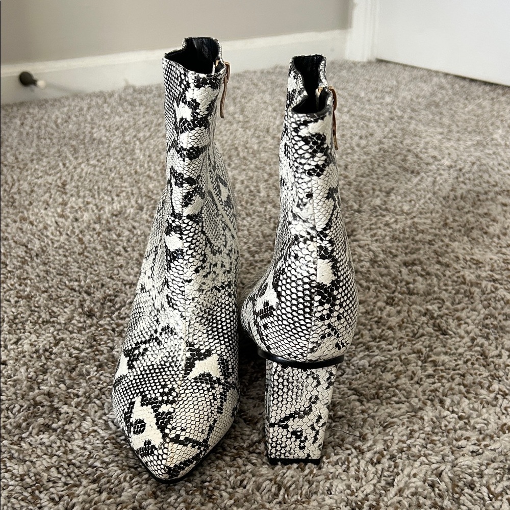 Elegant Snake Print Ankle Booties
